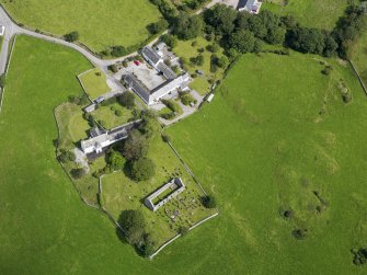 Oblique aerial view of Girthon Old Parish Church, taken from the SW.