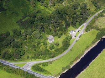 Oblique aerial view of Cardoness Castle, taken from the S.