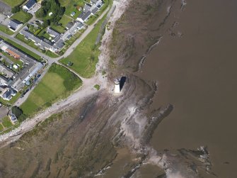 Oblique aerial view of Southerness Lighthouse, taken from the SSW.