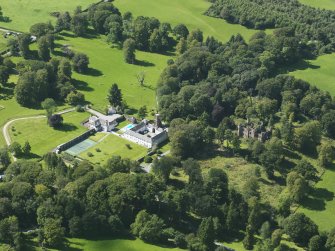 Oblique aerial view of Gelston Castle and policies, taken from the E.
