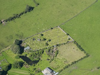 Oblique aerial view of Kelton Old Parish Church, taken from the SSE.