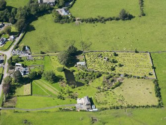 Oblique aerial view of Kelton Old Parish Church, taken from the SE.