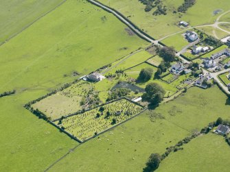 Oblique aerial view of Kelton Old Parish Church, taken from the N.