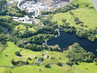 Oblique aerial view of Tongland Dam, taken from the E.