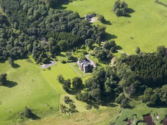 Oblique aerial view of Cumstoun House, taken from the ESE.