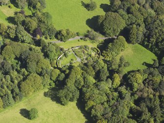 Oblique aerial view of Barwhinnock House walled garden, taken from the W.