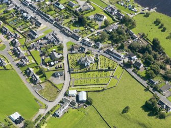Oblique aerial view of Crossmichael Parish Church, taken from the N.