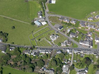 Oblique aerial view of Crossmichael Parish Church, taken from the SW.
