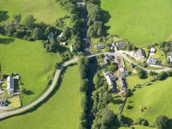 Oblique aerial view of the Old Bridge of Urr, taken from the SE.