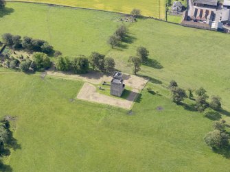 Oblique aerial view of Clackmannan Tower, taken from the N.