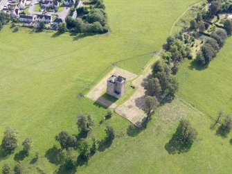 Oblique aerial view of Clackmannan Tower, taken from the WSW.