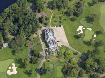 Oblique aerial view of Rossdhu House, taken from the SSW.