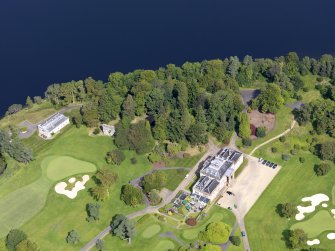 Oblique aerial view of Rossdhu House and policies, taken from the SSE.