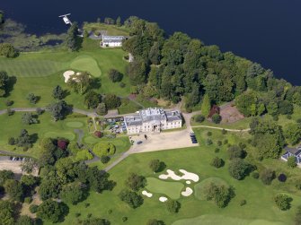 Oblique aerial view of Rossdhu House and policies, taken from the ESE.