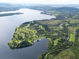 General oblique aerial view of Rossdhu House and Loch Lomond Golf Course, taken from the NW.