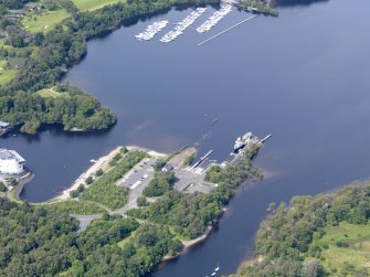 General oblique aerial view of Balloch Pier, taken from the E.