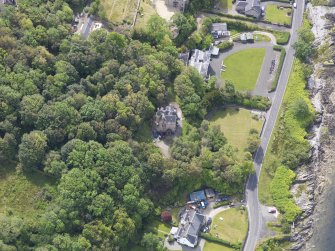 Oblique aerial view of Cove Castle, taken from the N.