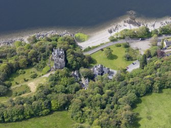 Oblique aerial view of Knockderry Castle, taken from the NE.