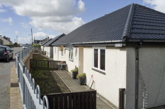 Street view showing semi-detached cottages at 13-18 Baker Street, Bo'ness, taken from the East. This photograph was taken as part of the Bo'ness Urban Survey to illustrate the character of the Newtoun Area of Townscape Character.