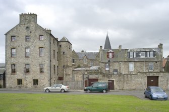 General view showing Waggon Road and the rear of 31-35 North Street and 37-49 Scotland's Close, Bo'ness, taken from the North-West. This photograph was taken as part of the Bo'ness Urban Survey to illustrate the character of the Town Centre Area of Townscape Character.