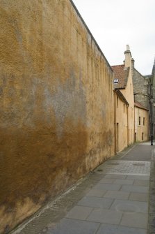 View of Scotland's Close, Bo'ness, taken from the North-East, showing Dymock's buildings. This photograph was taken as part of the Bo'ness Urban Survey to illustrate the character of the Town Centre Area of Townscape Character.