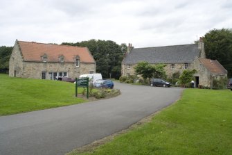 General view showing 2-5 Duchess Anne Cottages, Kinneil Estate, Bo'ness, taken from the South. This photograph was taken as part of the Bo'ness Urban Survey to illustrate the character of the Kinneil Area of Townscape Character.