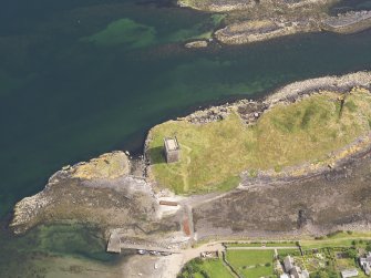 Oblique aerial view of Little Cumbrae Castle, taken from the WNW.
