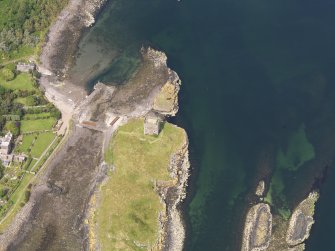 Oblique aerial view of Little Cumbrae Castle, taken from the SSE.