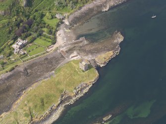 Oblique aerial view of Little Cumbrae Castle, taken from the SE.