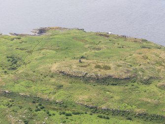 General oblique aerial view of Little Cumbrae Old Lighthouse, taken from the ENE.