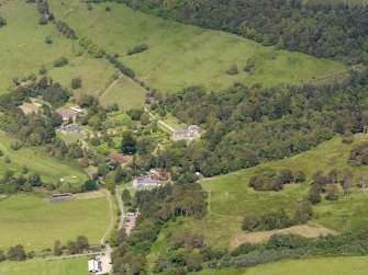 General oblique aerial view of Kelburn Castle and policies, taken from the SSW.