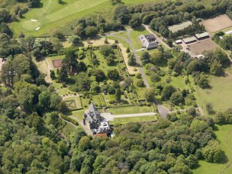 General oblique aerial view of Kelburn Castle and policies, taken from the E.