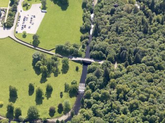Oblique aerial view of Inveraray Castle garden bridge, taken from the NE.