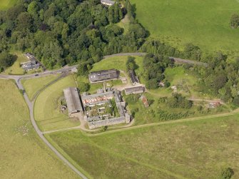 Oblique aerial view of Keir House Home Farm, taken from the SSW.