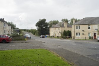 Street view showing the junction of Snab Lane and Grangemouth Road, Bo'ness, taken from the South-East looking towards 1 and 2 Snab Lane. This photograph was taken as part of the Bo'ness Urban Survey to illustrate the character of the Corbiehall and Snab Area of Townscape Character.
