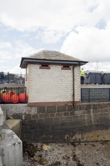 General view of small building at end of Mid Pier, Albert Place, Rothesay, Bute, from SE