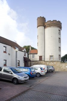 View of The Tower Gardens, Bo'ness, taken from the South-East looking towards Bridgeness Tower. This photograph was taken as part of the Bo'ness Urban Survey to illustrate the character of Bridgeness and Carriden Area of Townscape Character.