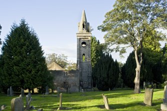 View of Carriden Old Church and Churchyard, Carriden Brae, Bo'ness, taken from the East. This photograph was taken as part of the Bo'ness Urban Survey to illustrate the character of Bridgeness and Carriden Area of Townscape Character.