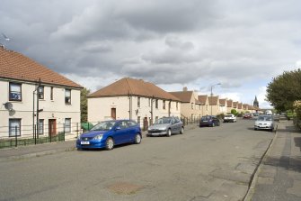 Street view showing the North side of Deanfield Road, Bo'ness, taken from the South-West. This photograph was taken as part of the Bo'ness Urban Survey to illustrate the character of Deanfield Area of Townscape Character.