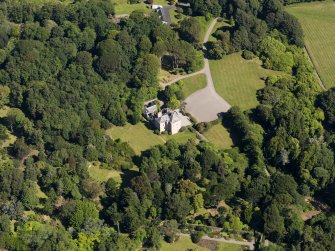 Oblique aerial view of Logan House and gardens, taken from the SSW.