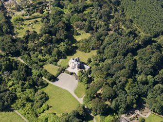 Oblique aerial view of Logan House and gardens, taken from the NE.