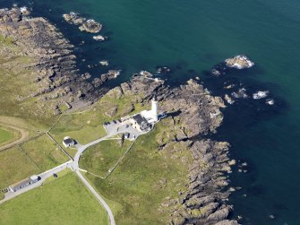 Oblique aerial view of Corsewall Lighthouse, taken from the ENE.