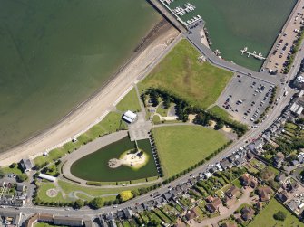 Oblique aerial view of Stranraer, centred on Agnew Park, taken from the SW.