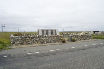 View of North Lewis War Memorial and enclosure wall, taken from the south