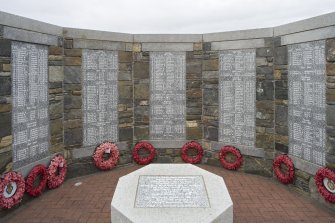 View of the memorial plaques mounted upon the North Lewis War Memorial