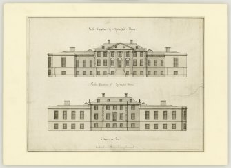 Drawing showing design for north and south elevations with addition of wings.