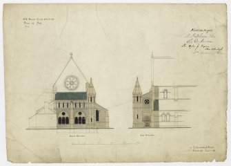 Front and Side Elevation of narthex and bell tower contract drawing