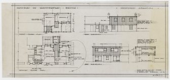Eastend of Shutterflat.
Floor plans and elevations showing proposed alterations.  Includes plan of proposed first floor.  
Title: East End of Shutterflat Farm, Beith. Proposed Alterations
