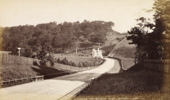 View of park. 
Titled: 'Entrance to Balgay Park, Dundee.1077. J.V.'
