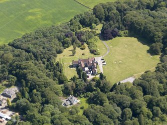 Oblique aerial view of Shennanton House, taken from the WNW.